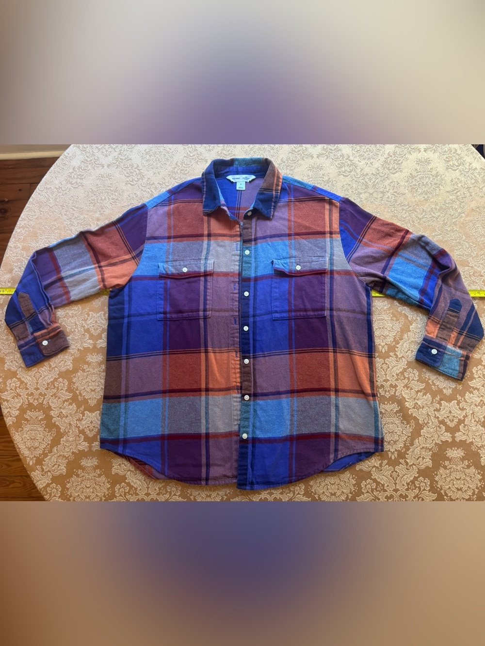 Men's Old Navy Plaid Button-Up Shirt in Blue Purple & orange - Lightweight